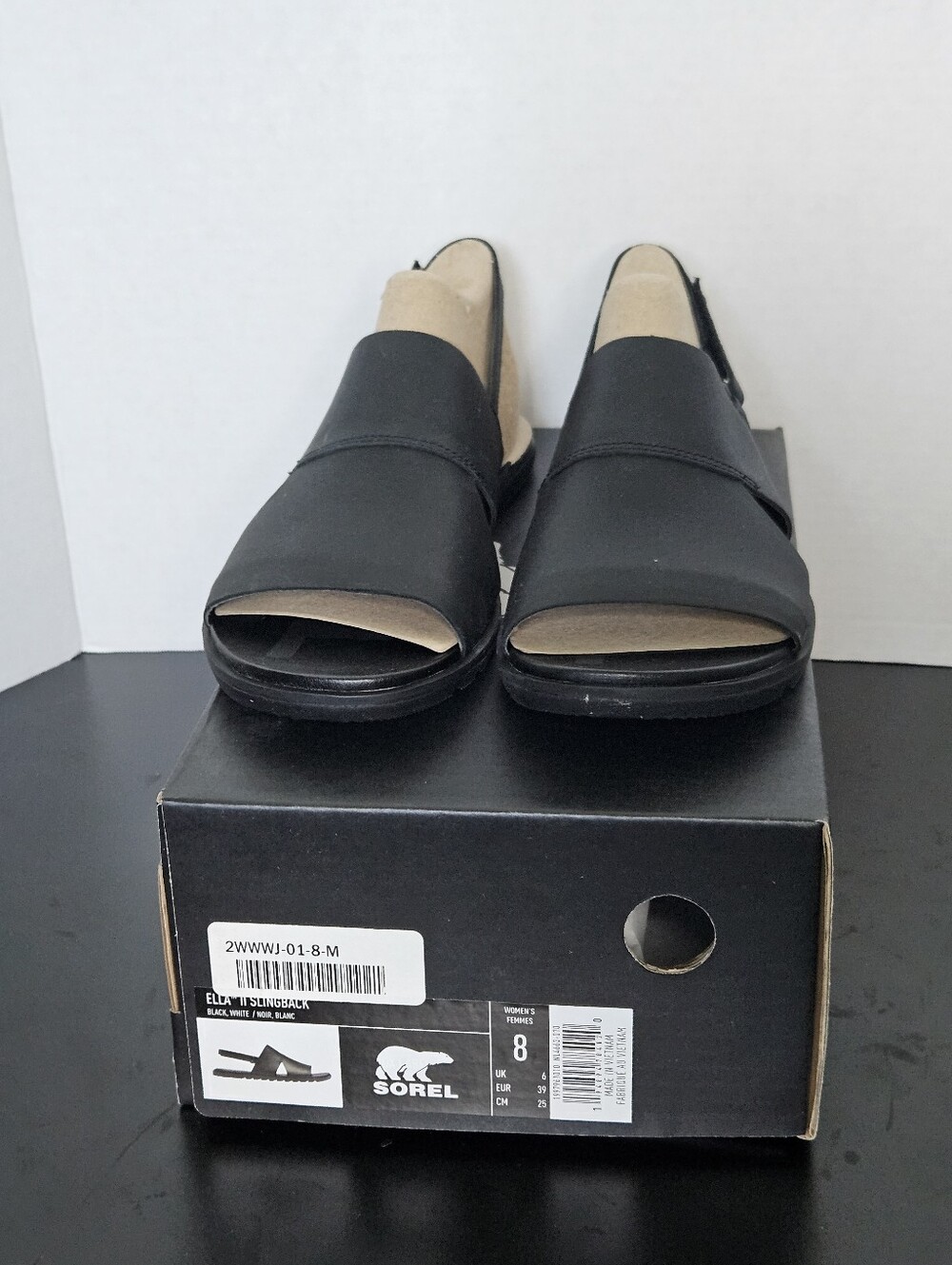 Sorel Ella II Slingback Sandals Women’s 8 Black Casual Comfort Shoes